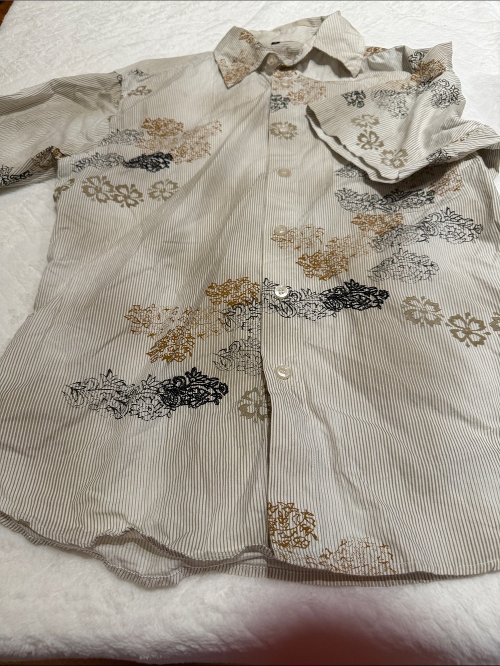 Men's Cream Floral-Print Button-Up Shirt by Dragonfly size Small